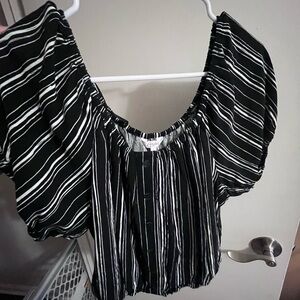Candie's Black and White Striped Blouse